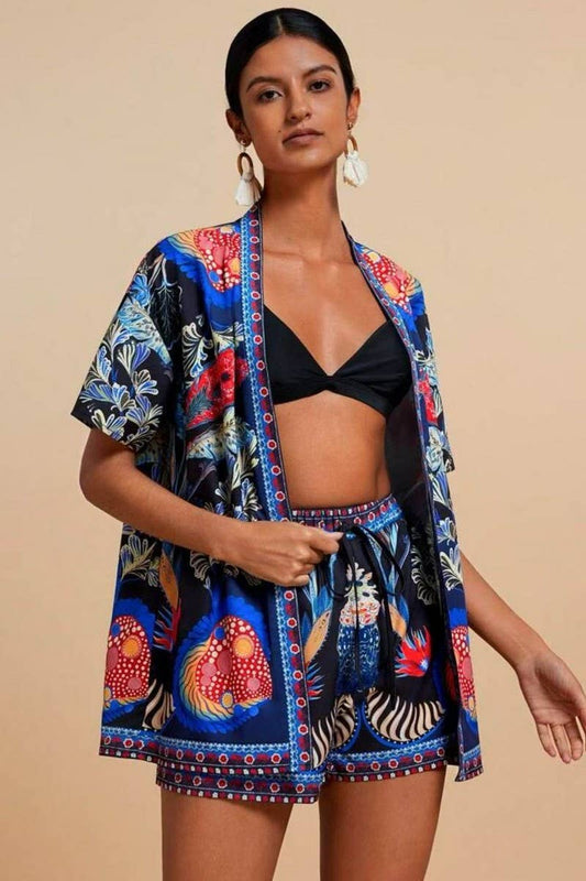 CWSTB2001_CASUAL FLORAL PRINT SHORT SLEEVE & SHORTS SET