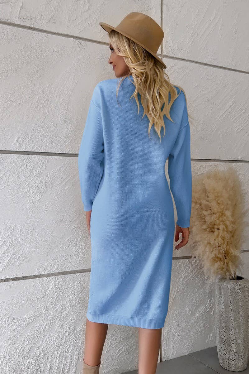 CWOSWL1627_V-neck Long Sleeve Long Sweater