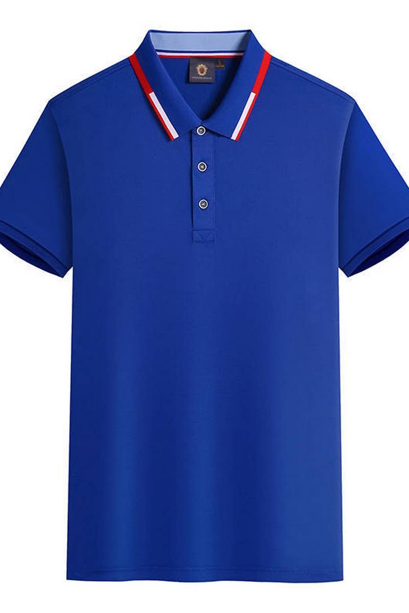 CWTBLS02422_SOLID COLOR COLLAR CONTRAST LAPEL POLO SHIRT