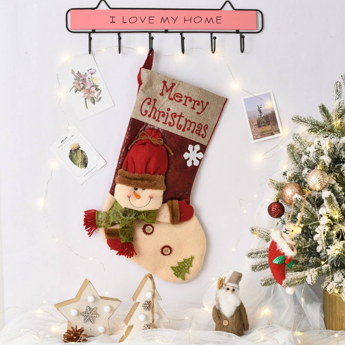 SEQUINED 3D SANTA CLAUS CHRISTMAS STOCKINGS