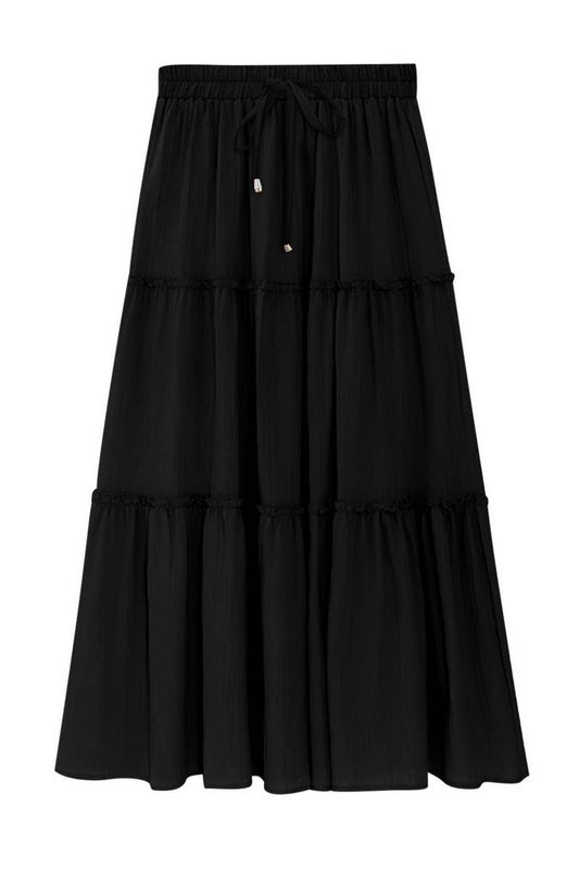 CWBLS0557_CASUAL SOLID PATCHWORK ELASTIC WAIST MAXI SKIRT