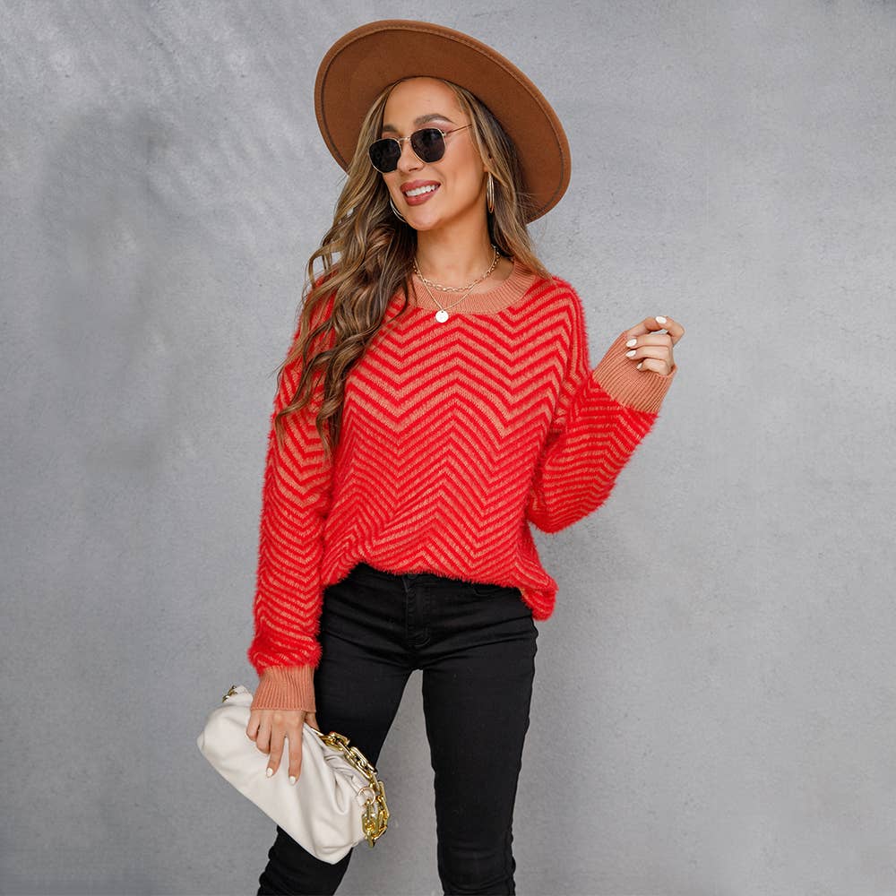CREW-NECK PULLOVER LONG-SLEEVED KNIT SWEATER