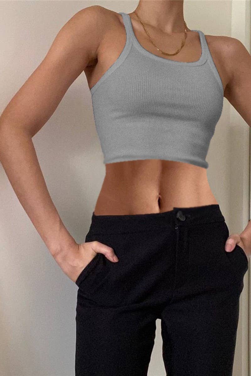 CWTTK0856_SUMMER COTTON U-NECK CROPPED CAMISOLE TOP