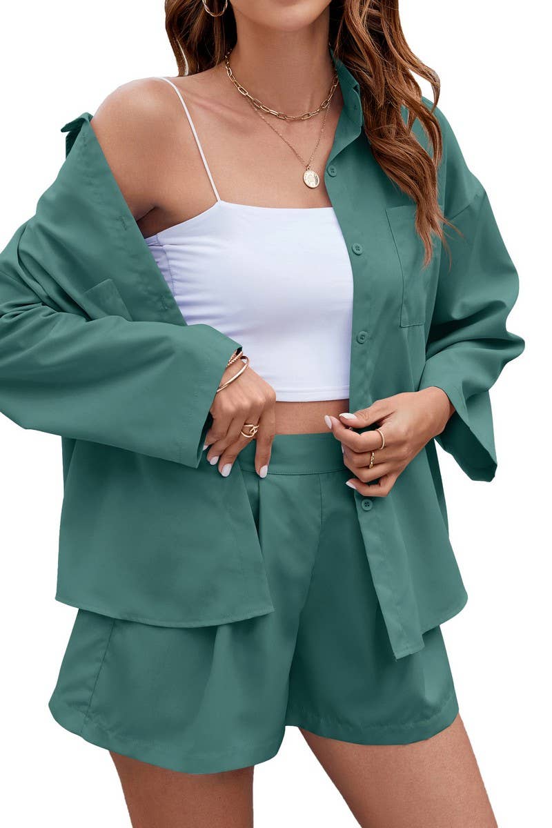 CWSTB2081_SOLID BUTTON TOP AND CROPPED PANTS LOUNGE SET