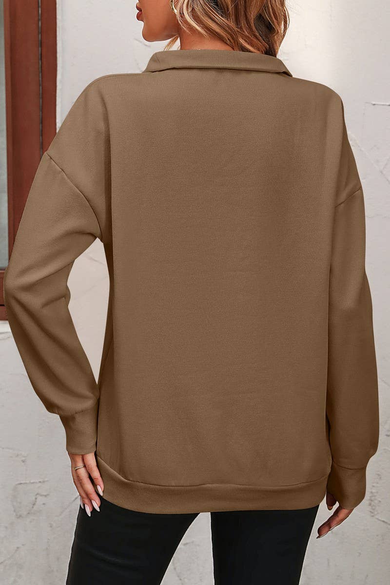 CWTBLL1833_HALF-ZIP LONG-SLEEVED PULLOVER SWEATSHIRT