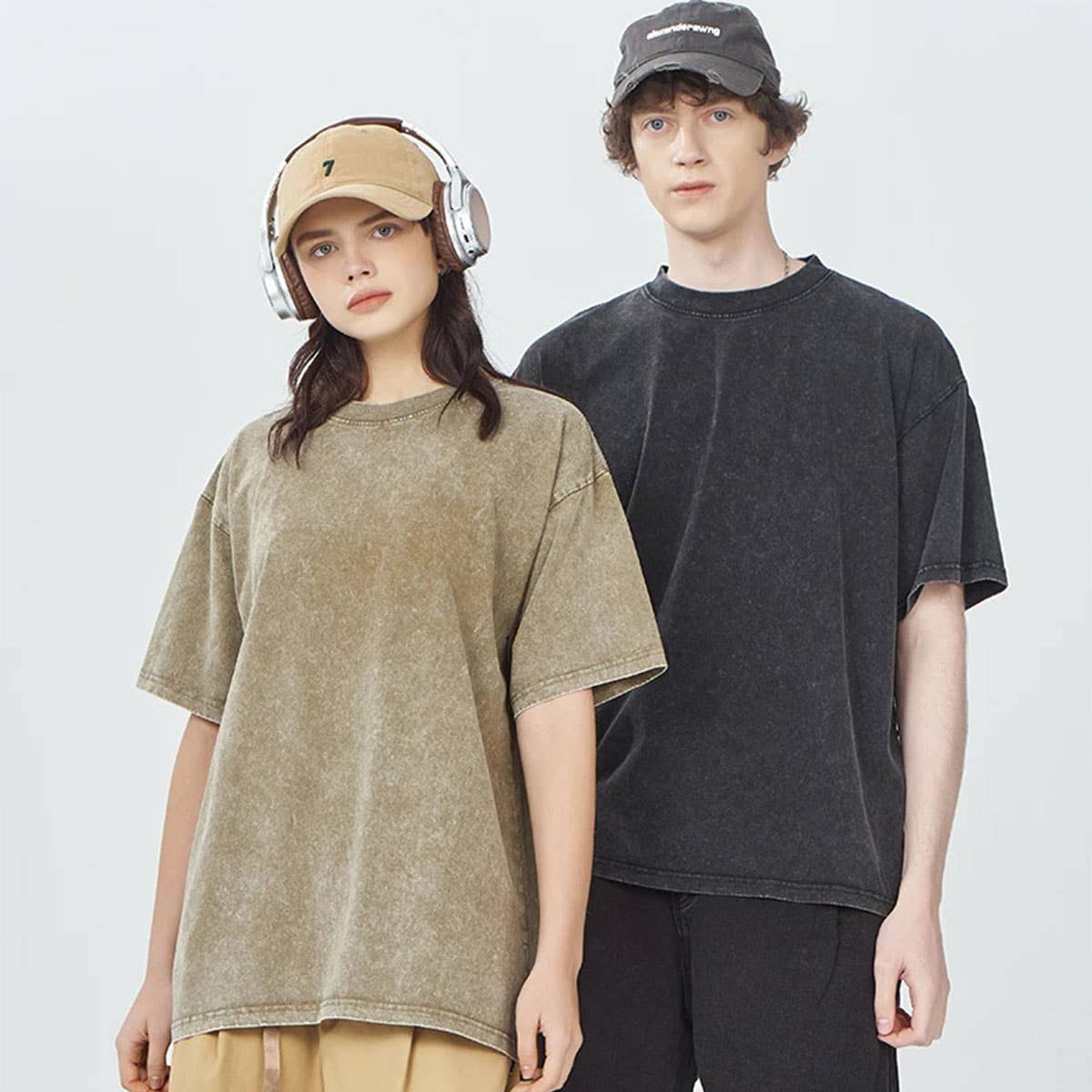 250g Vintage Washed Wax-Dyed Cotton T-Shirt – Custom Logo