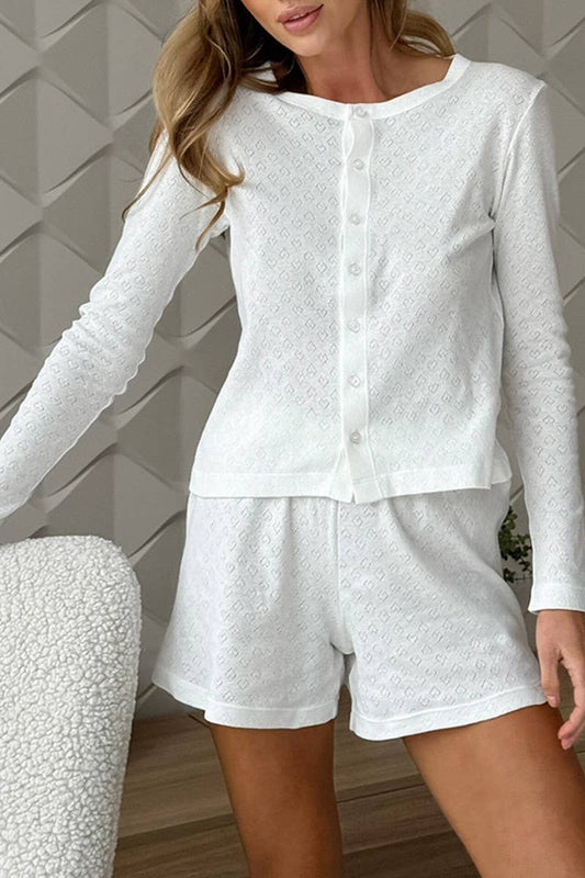 CWSPJ0431_CASUAL JACQUARD TWO-PIECE PAJAMA SET