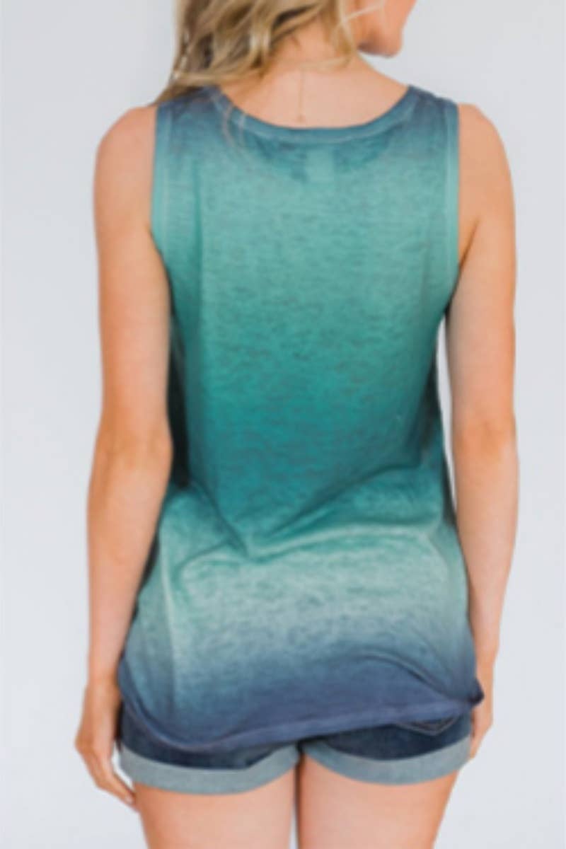 CWOV0417_CREW-NECK SLEEVELESS TIE-DYE POCKET TANK TOP