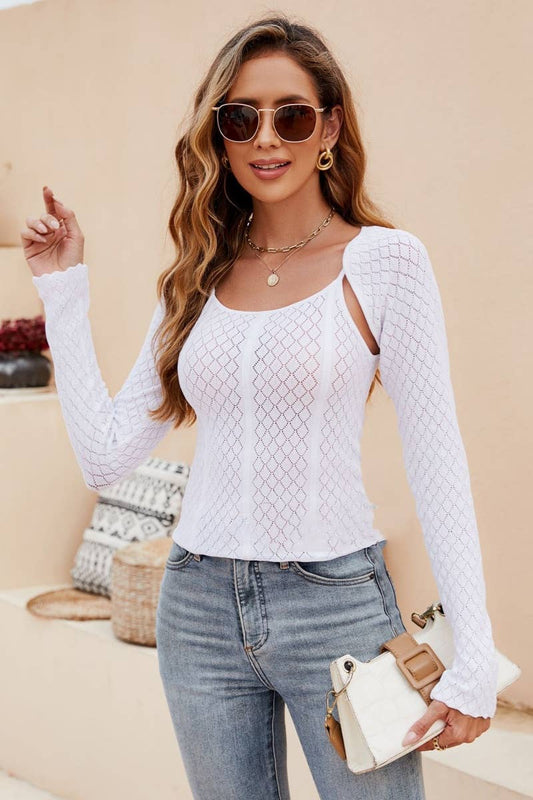 CWSS0943_KNIT LONG SLEEVE TOP YOU SUSPENDERS SUIT