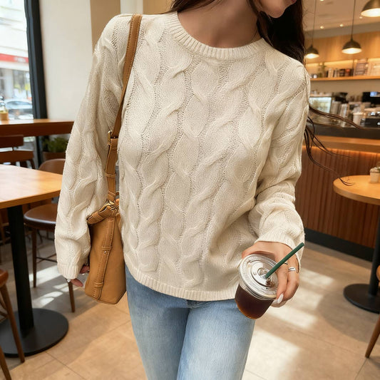 Casual and simple long-sleeved solid-color Sweater