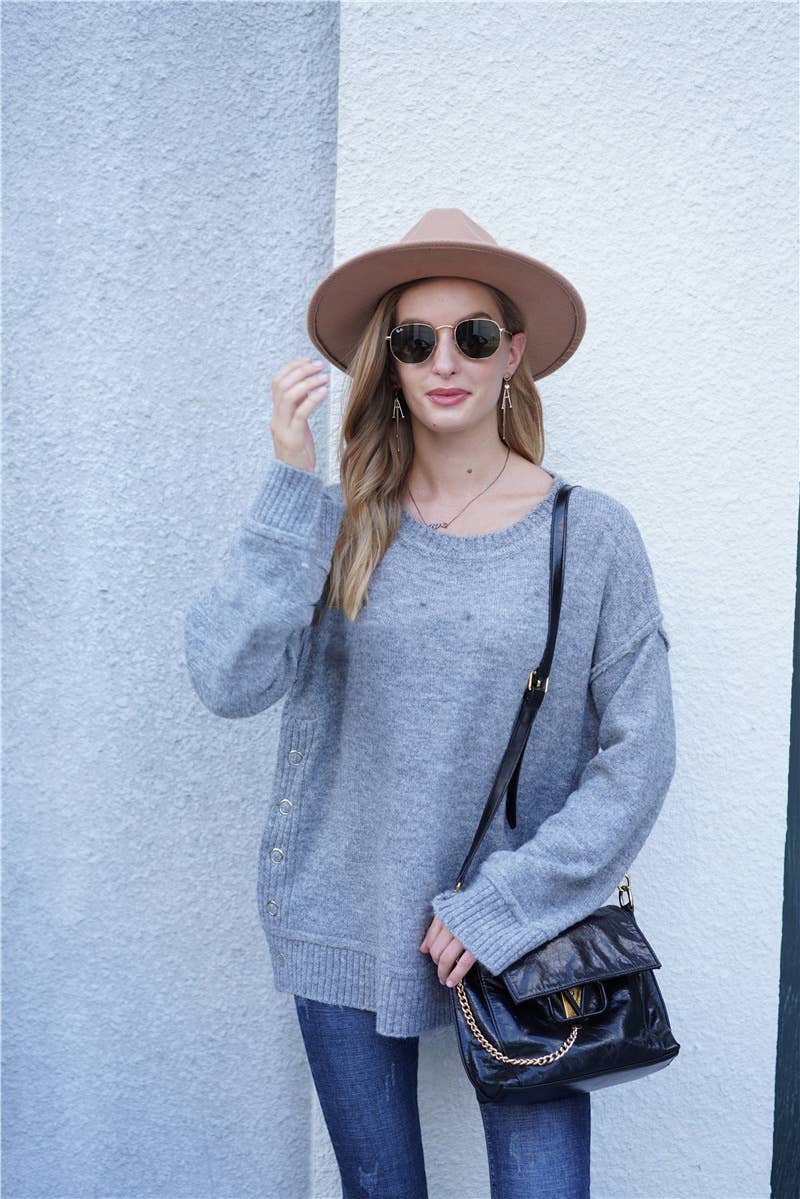 CWOSWL1424_Crew Neck Pullover Casual Sweater