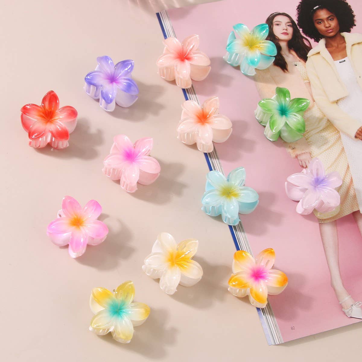 Candy Color Plumeria Hair Claw, Sweet Floral Clip_CWMM4985