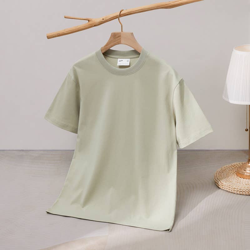CWTTS0922_SOLID COLOR LOOSE CASUAL ROUND NECK T SHIRT