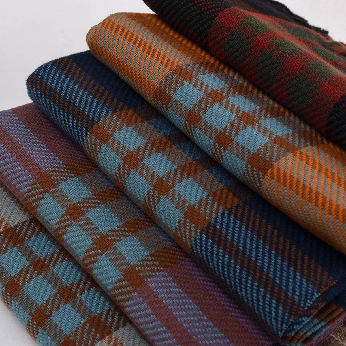 TASSEL PLAID WARM STUDENT SHAWL NECK SCARF