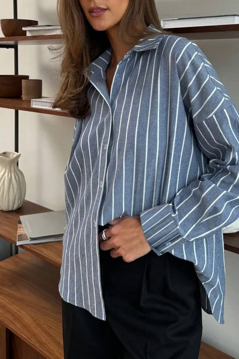 CWTSTL2896_STRIPED LONG SLEEVE BUTTON-UP SHIRT TOP