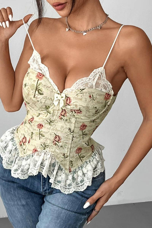 CWTTK0751_LOW-CUT JACQUARD LACE PANELED CAMISOLE