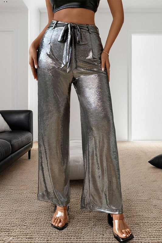 CWBLP1766_NEW SUMMER WOMEN'S METALLIC STRAIGHT PANTS