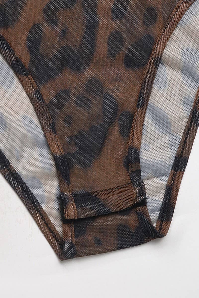 CWSBSL0093_LEOPARD PRINT MESH PANEL TRUMPET SLEEVE BODYSUIT