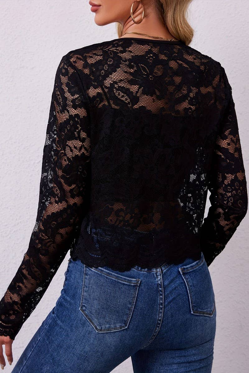 CWOCAL2245_SHEER LACE LONG SLEEVE CARDIGAN TOP
