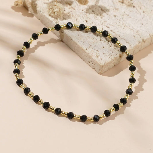 FASHIONABLE COPPER BEADS AND BLACK CRYSTAL BRACELET