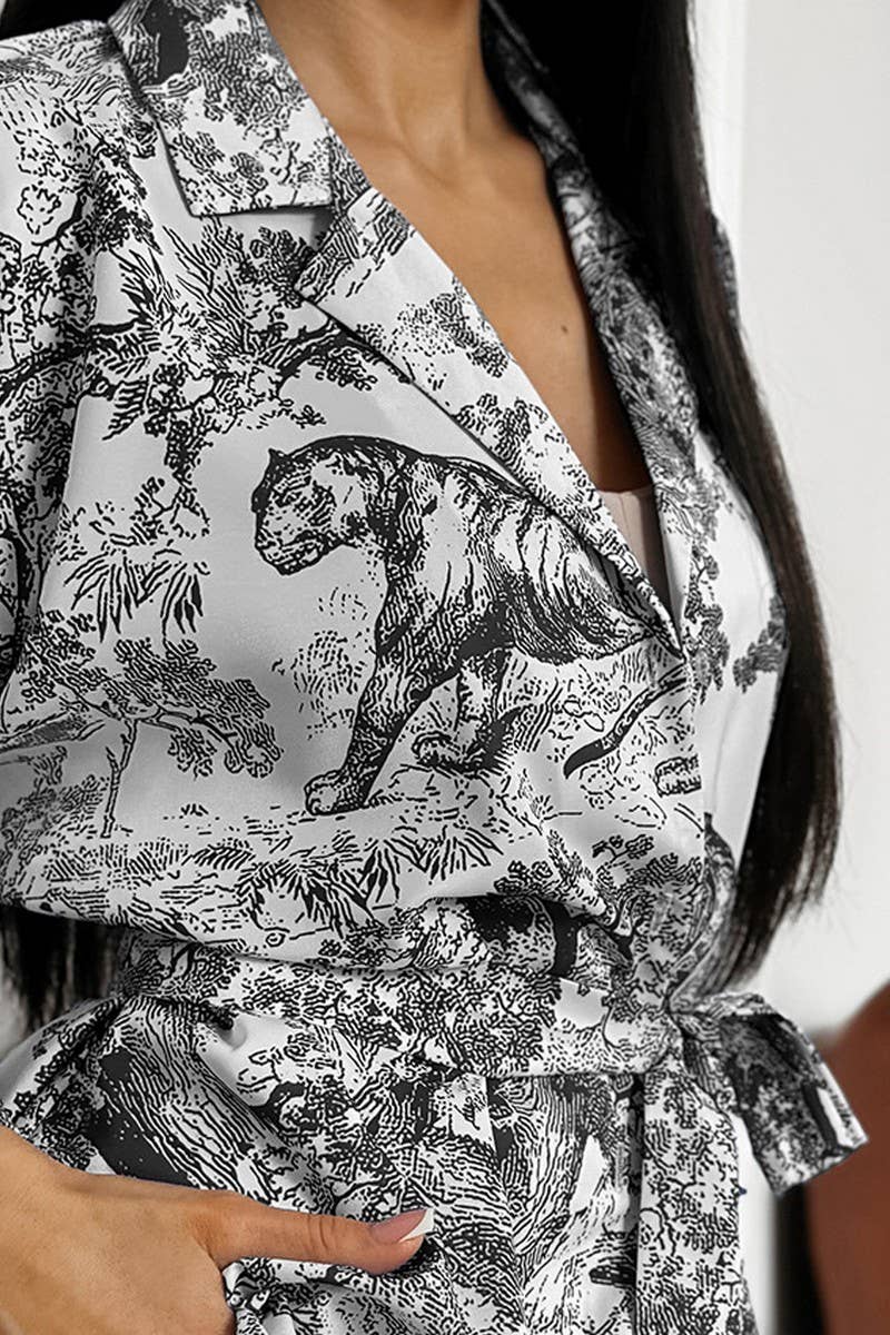 CWSPJ0299_PRINTED CARDIGAN TIE PAJAMAS TWO-PIECE SET