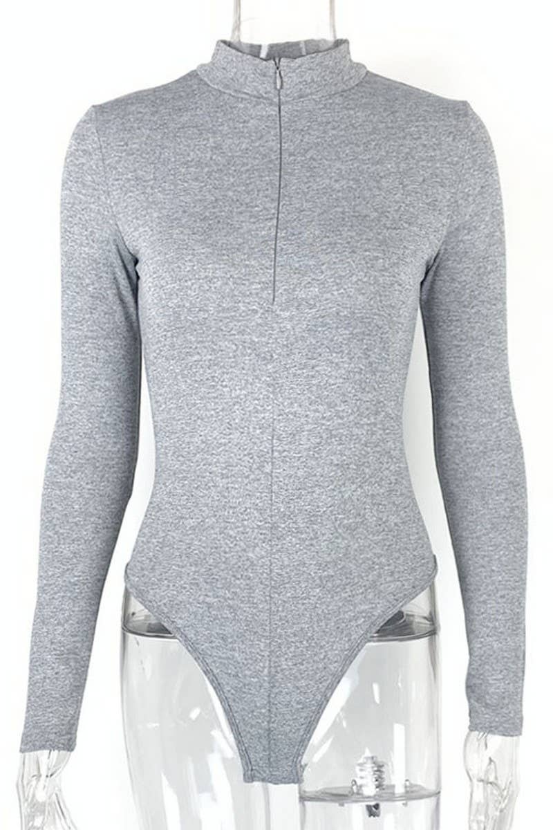 CWSJS0786_LONG SLEEVE FLEECE ZIP-UP BODYSUIT