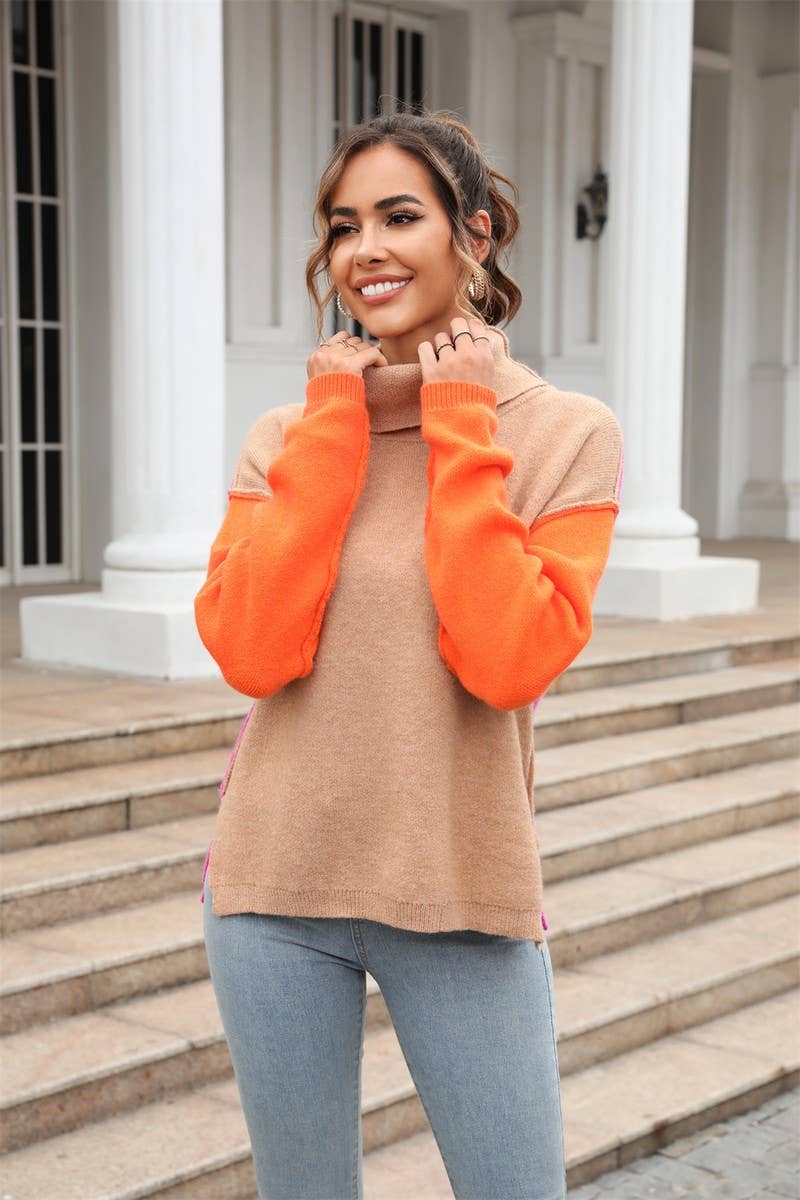 CWOSWL1686_Turtle Neck Long Sleeve Pullover Sweater