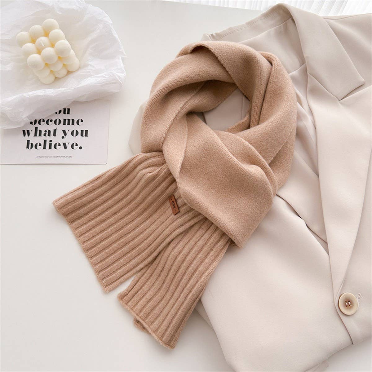 Warm Minimalist Wool Wrap Scarf for Fall Days
