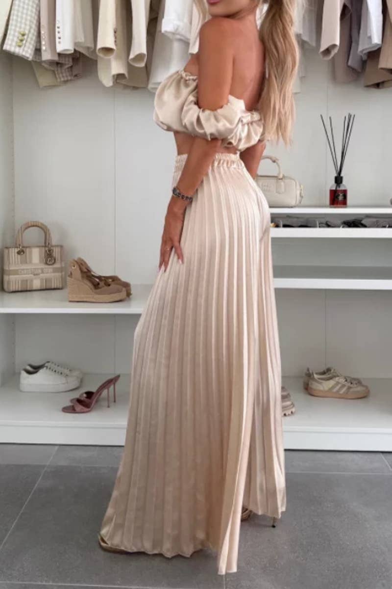 CWSS1204_SUMMER SOLID COLOR TEMPERAMENT TUBE TOP SUIT