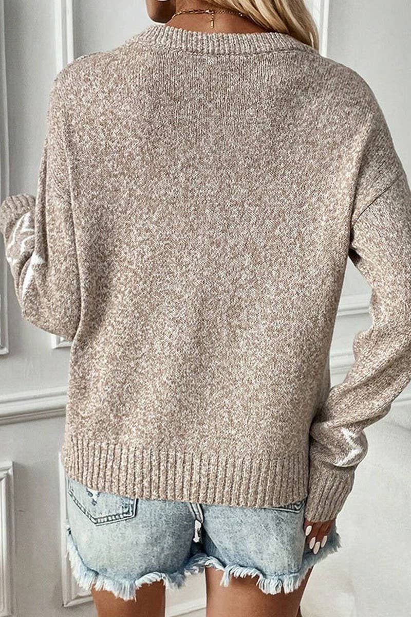 CWOSWL07369_STAR PATTERN CREWNECK LONG SLEEVE KNIT TOP