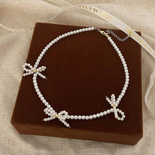 BOWKNOT NECKLACE ALL-MATCH HIGH-END PEARL NECKLACE_CWAJE3084