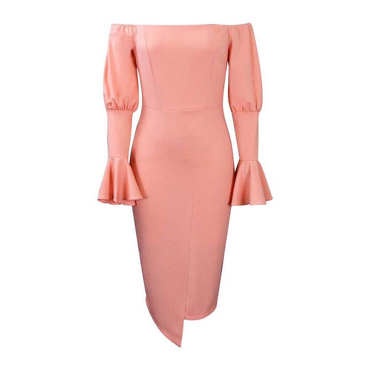 TRUMPET SLEEVE HIP-HUGGING TIGHT FASHION DRESS