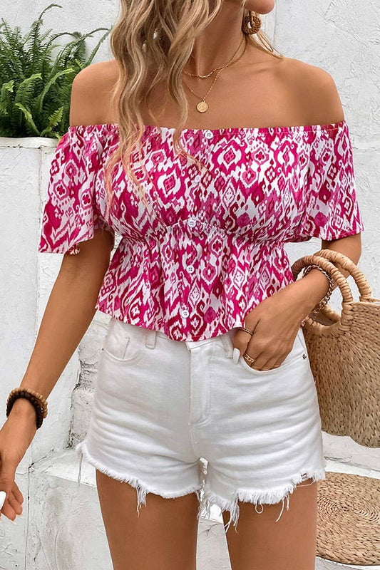 CWTBLS0963_OFF-SHOULDER PRINTED BUTTON-DOWN SHIRT