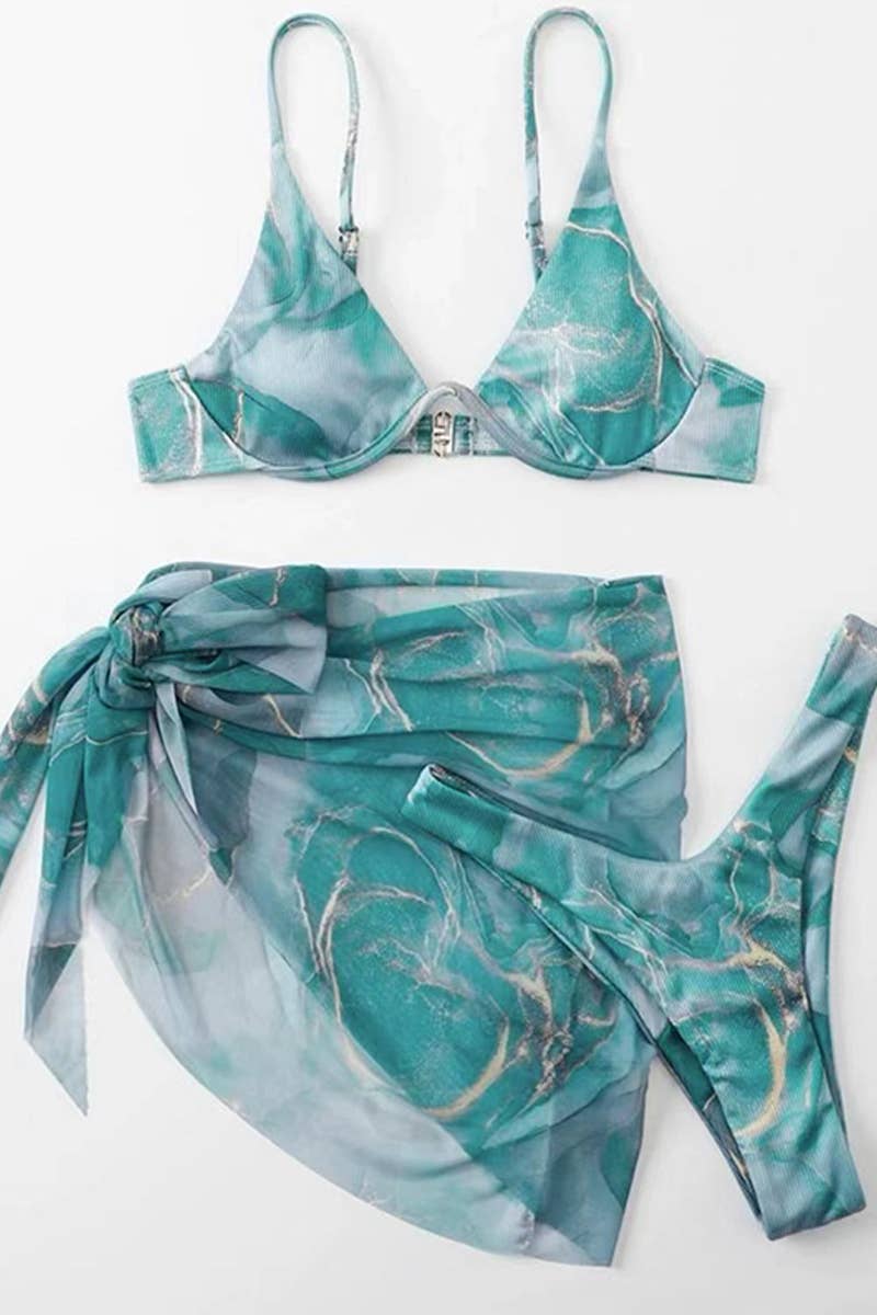 CWMW0800_MARBLE PATTERNED WOMEN'S SWIMSUIT