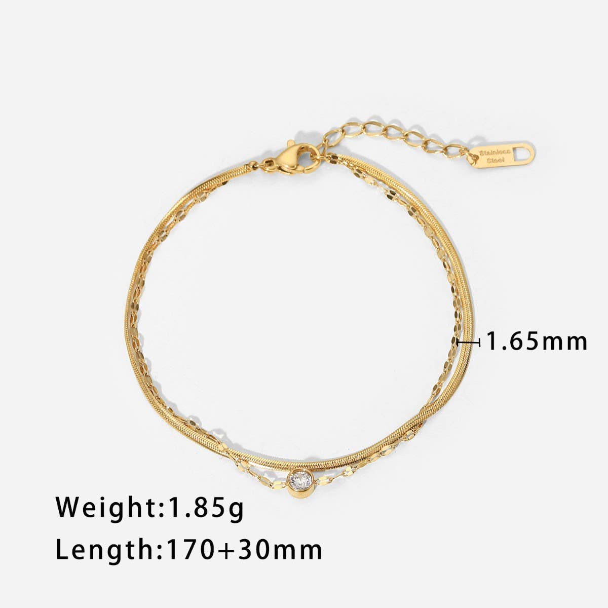 Chic Gold Pearl Bracelet with StainlessSteel Chain_CWAJE4673