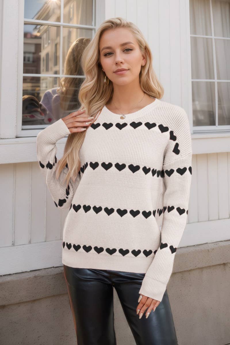 CWOSWL6742_WINTER CREW-NECK LONG-SLEEVED LOVE SWEATER