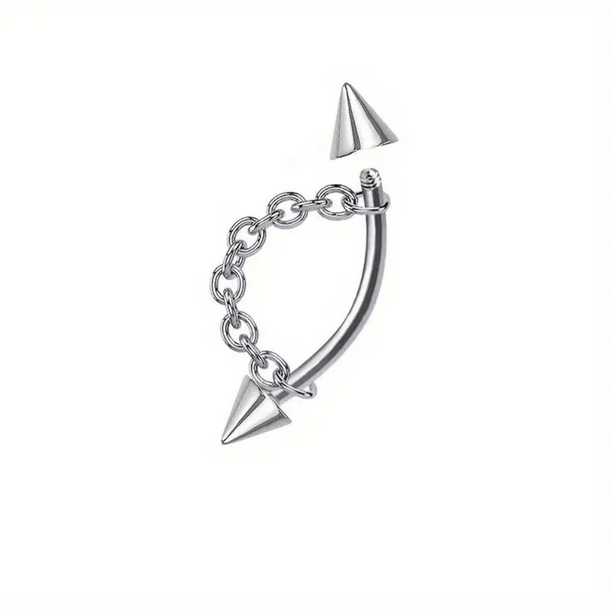 2-in-1 Detachable Lip Ring Titanium Spike Ball_CWMM9590