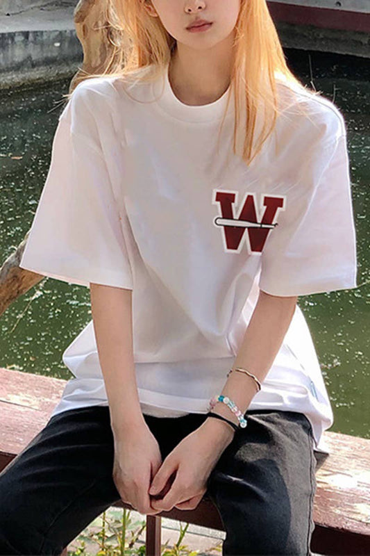 CWTTS0972_ LETTER W PRINTED T SHIRT