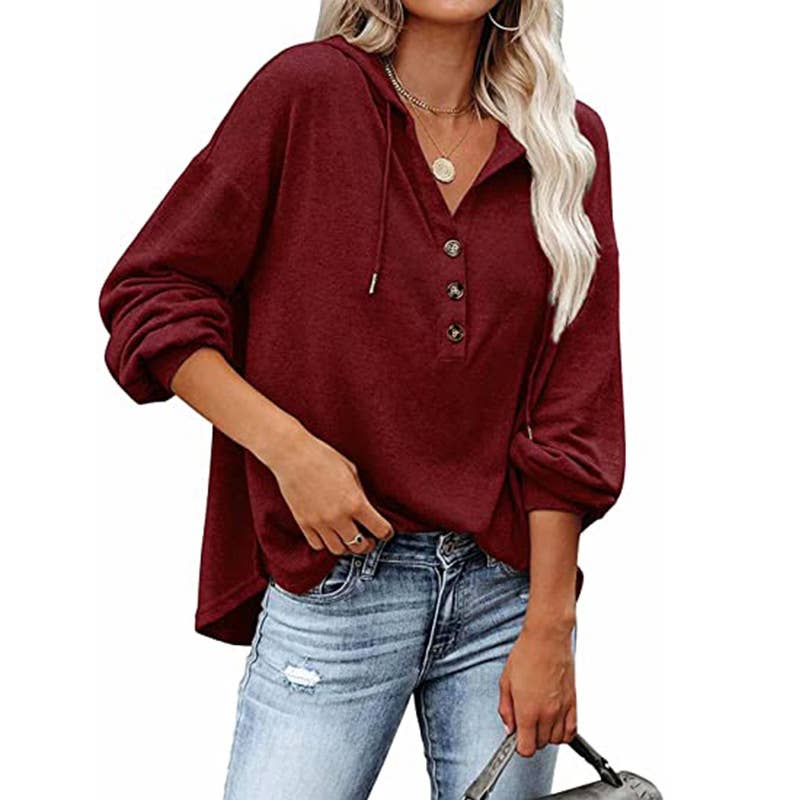 Casual loose solid color hoodie hoodie