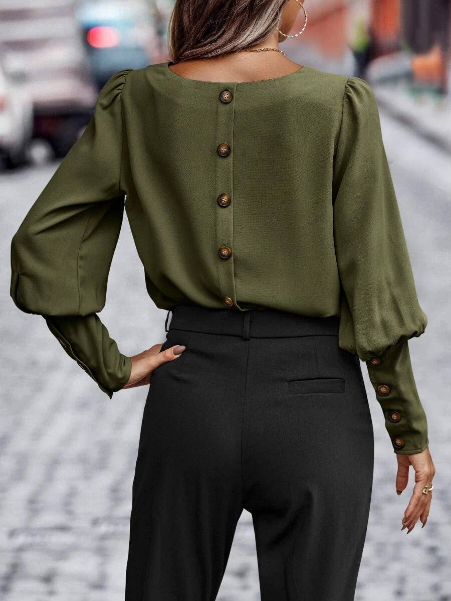 Elegant commuter long sleeve solid color shirt