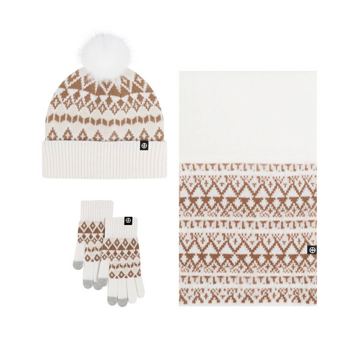 NEW KNITTED HAT, SCARF AND GLOVES THREE-PIECE SET
