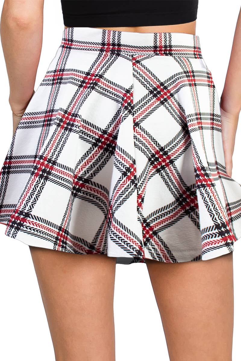 CWBSS105_High Waisted Skirt Mini A-Line Flared Skater Skirt