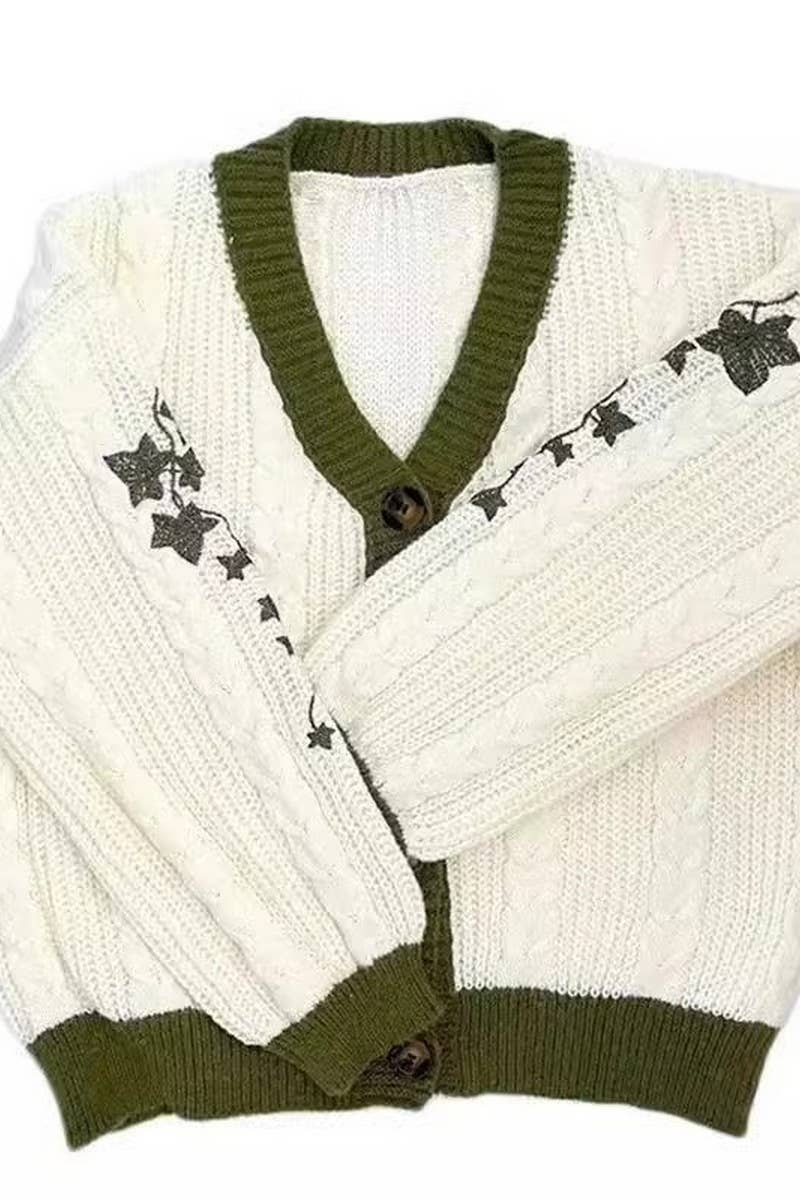 CWOCAL1792_EMBROIDERED LANTERN SLEEVE CARDIGAN COATS