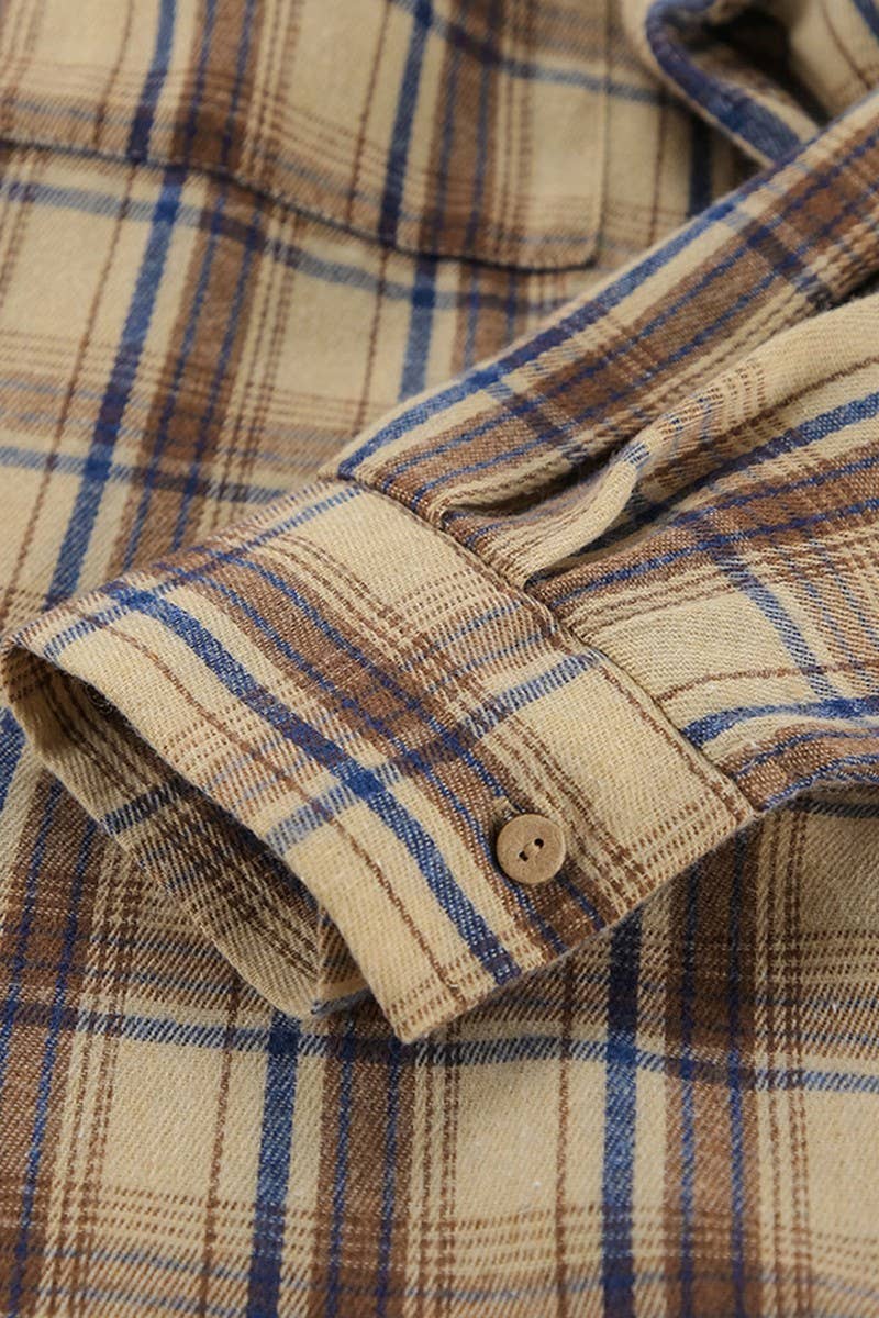 CWSPJ0212_PLAID CARDIGAN PAJAMAS TWO-PIECE HOME WEAR SET