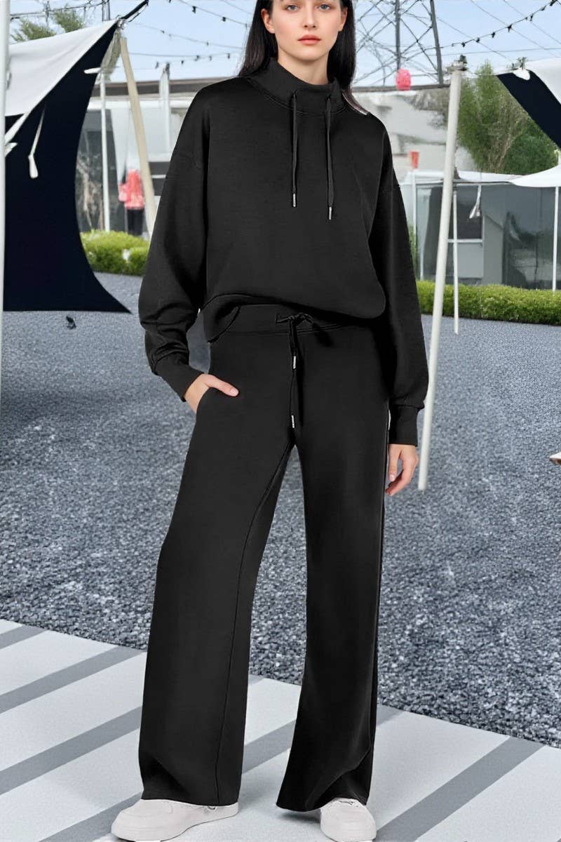 CWSS01306_FASHIONABLE CASUAL DRAWSTRING COMMUTER SUIT