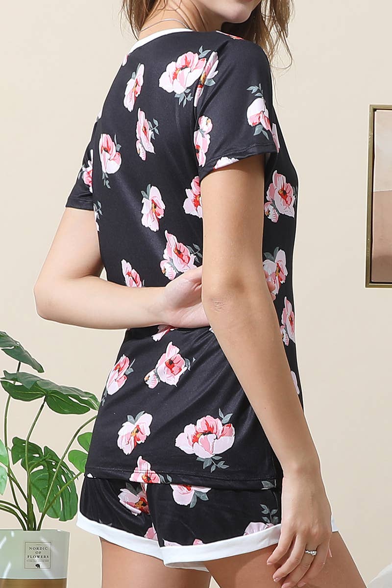 CWSPJ031-P_SHORT SLEEVE TOP WITH SHORTS PAJAMA SET