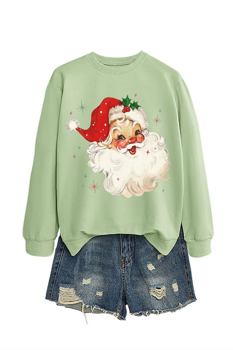 CWTBLL01324_SANTA CLAUS HEAD PATTERN PULLOVER SWEATSHIRT