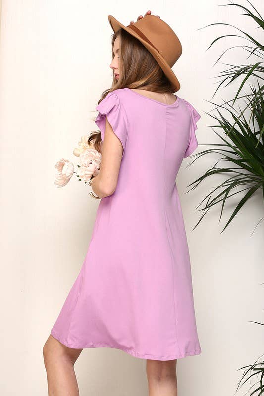 CWDSD10369_RUFFLE DETAILED PRINCESS SEAM DRESS