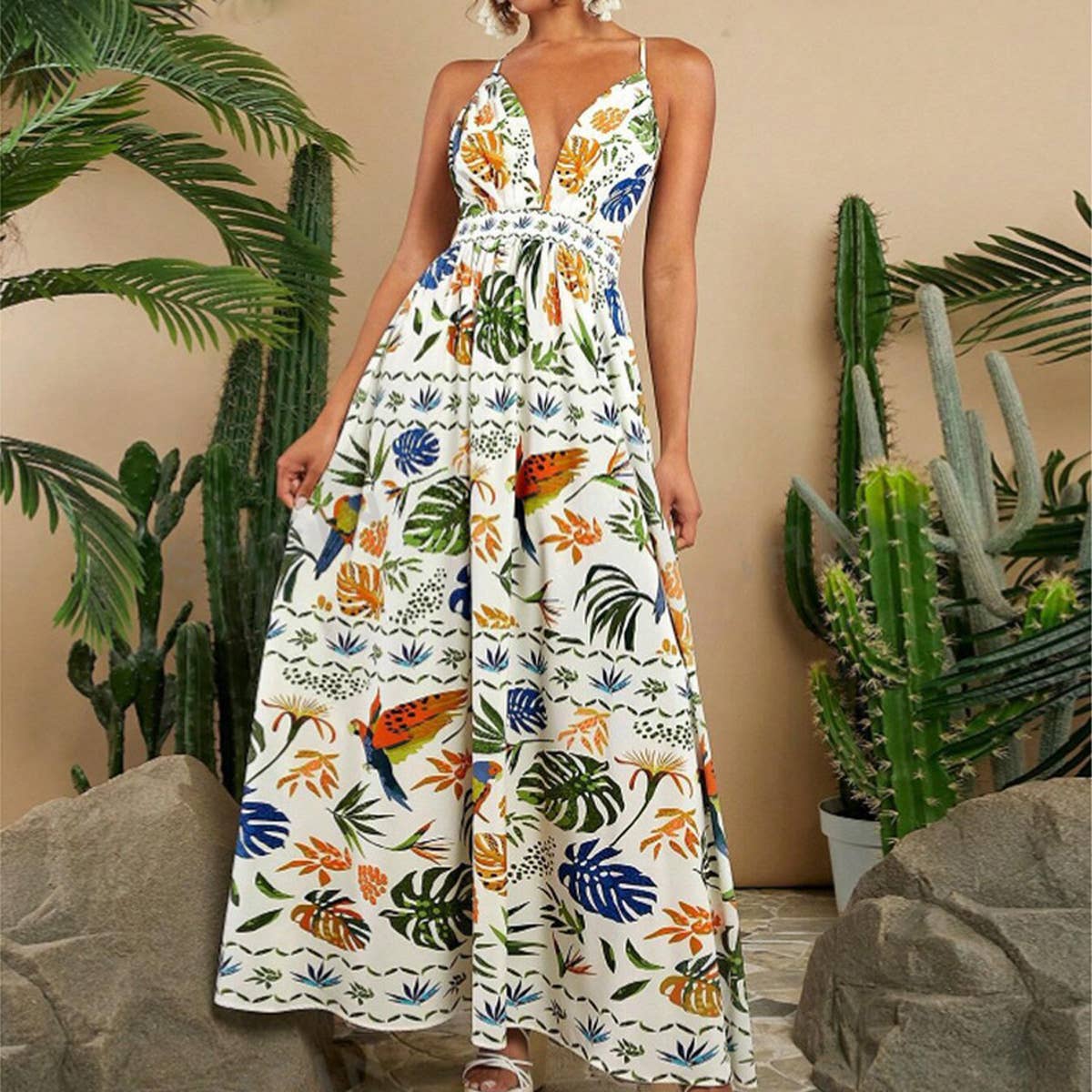 Beach getaway summer braided backless long dress