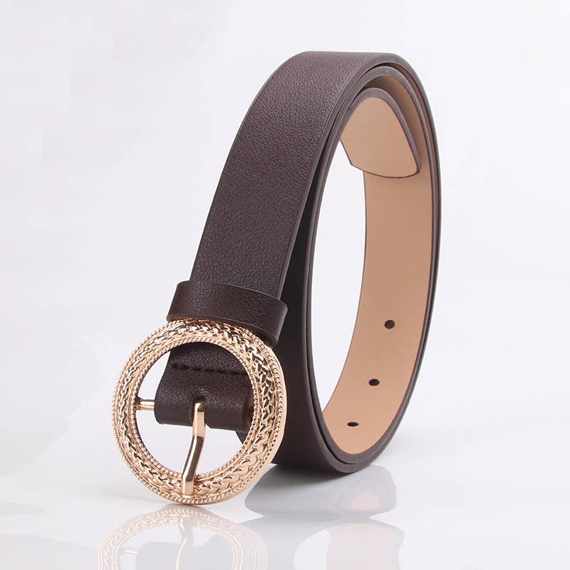 Fashion versatile personalized round-buckle belt